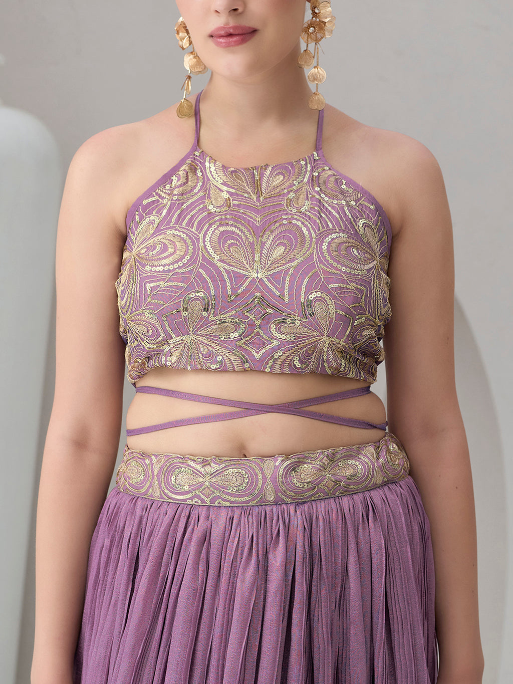 Women's Purple Silk Crape Lehengas