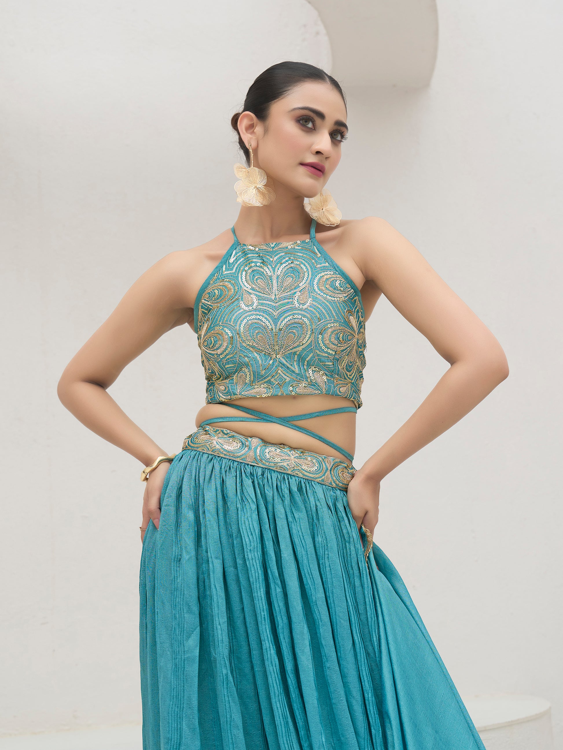 Women's Sky Silk Crape Lehengas