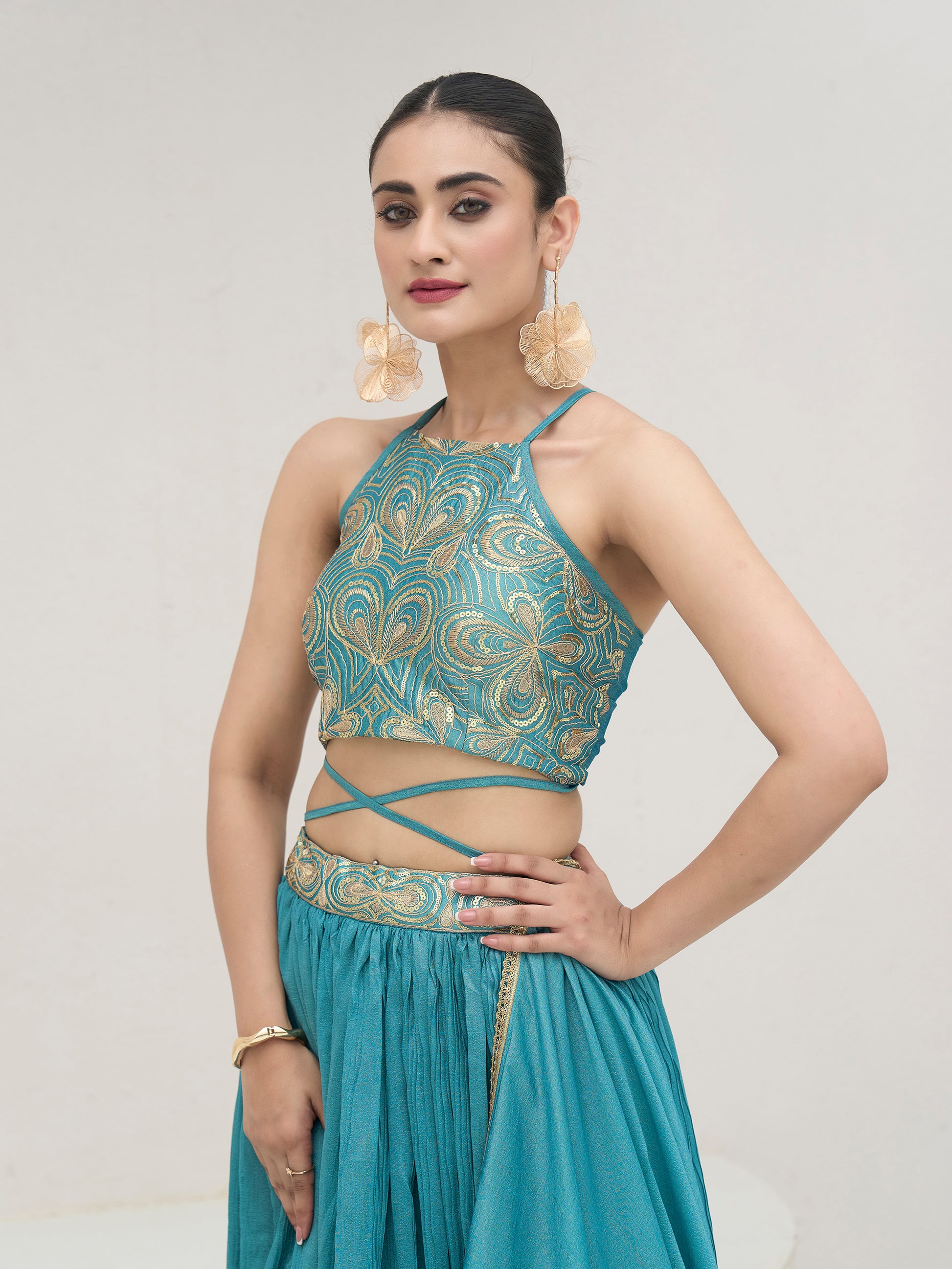 Women's Sky Silk Crape Lehengas