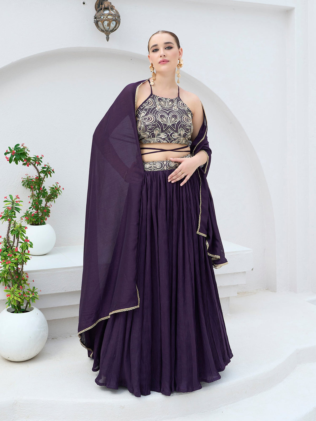 Yashi-Wine Wine Lehenga Choli