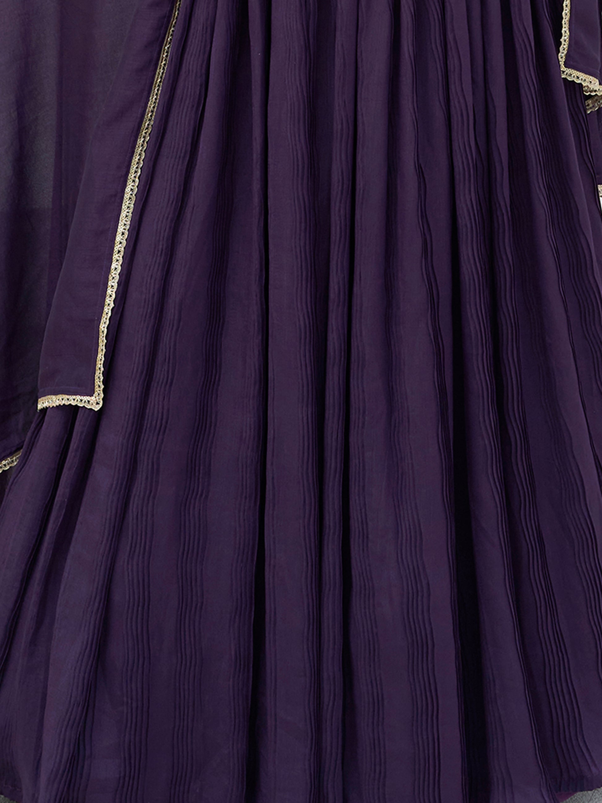 Women's Wine Silk Crape Lehengas