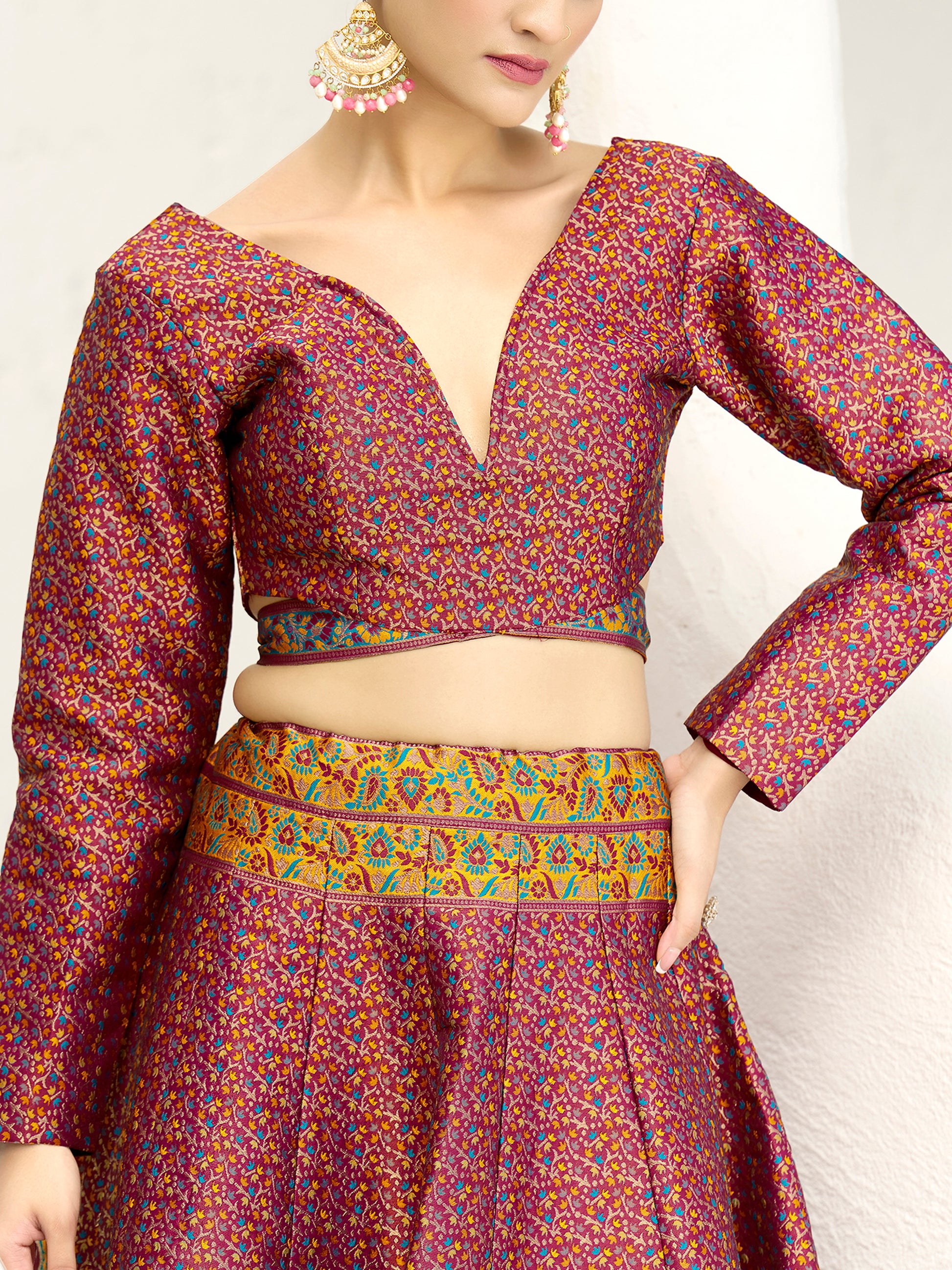 Women's Cherry Kanjiwaram Lehengas