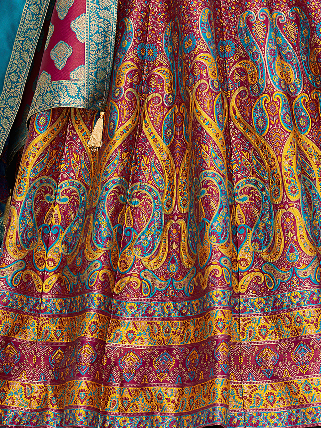 Women's Cherry Kanjiwaram Lehengas