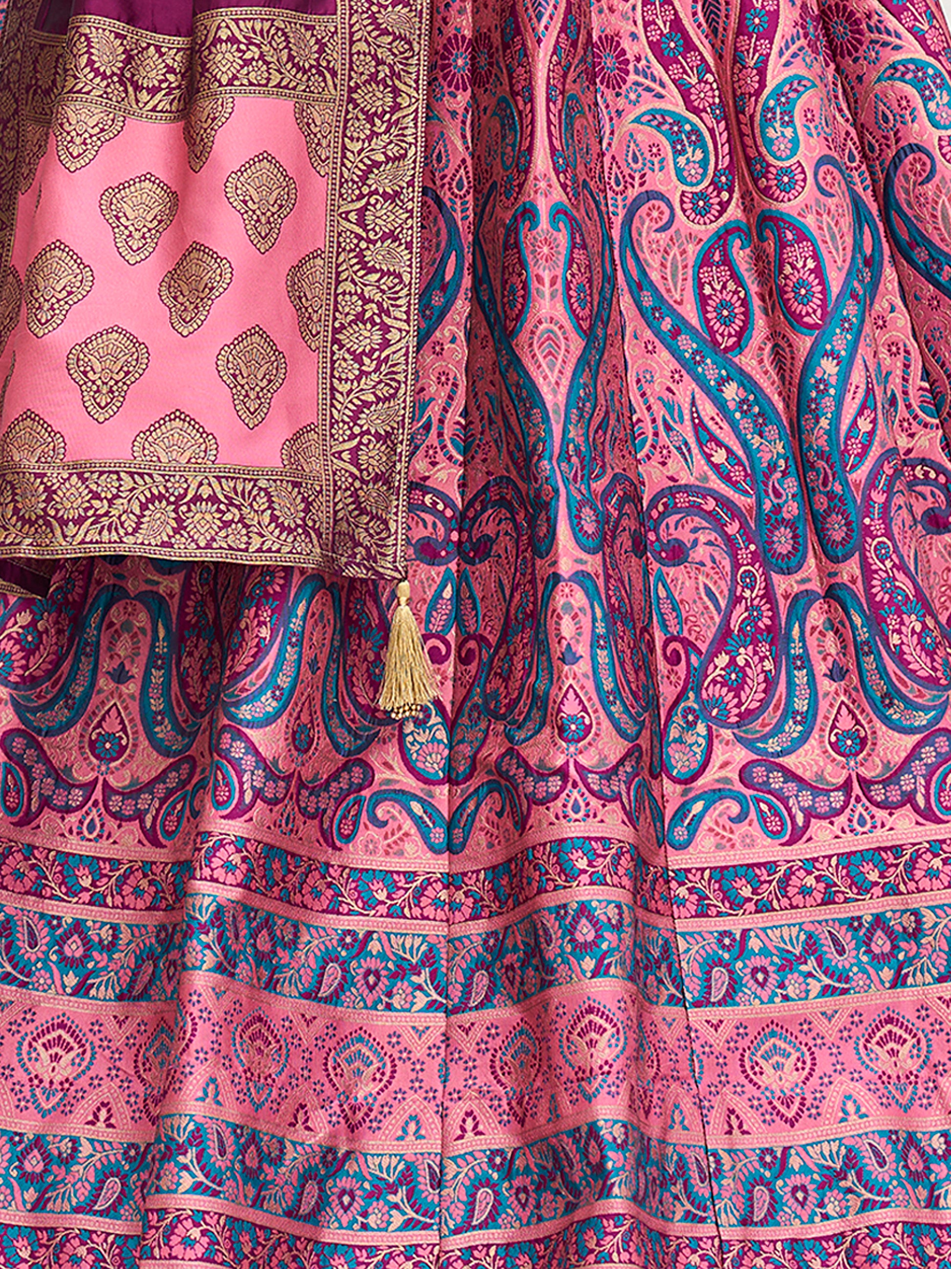 Women's Pink Kanjiwaram Lehengas