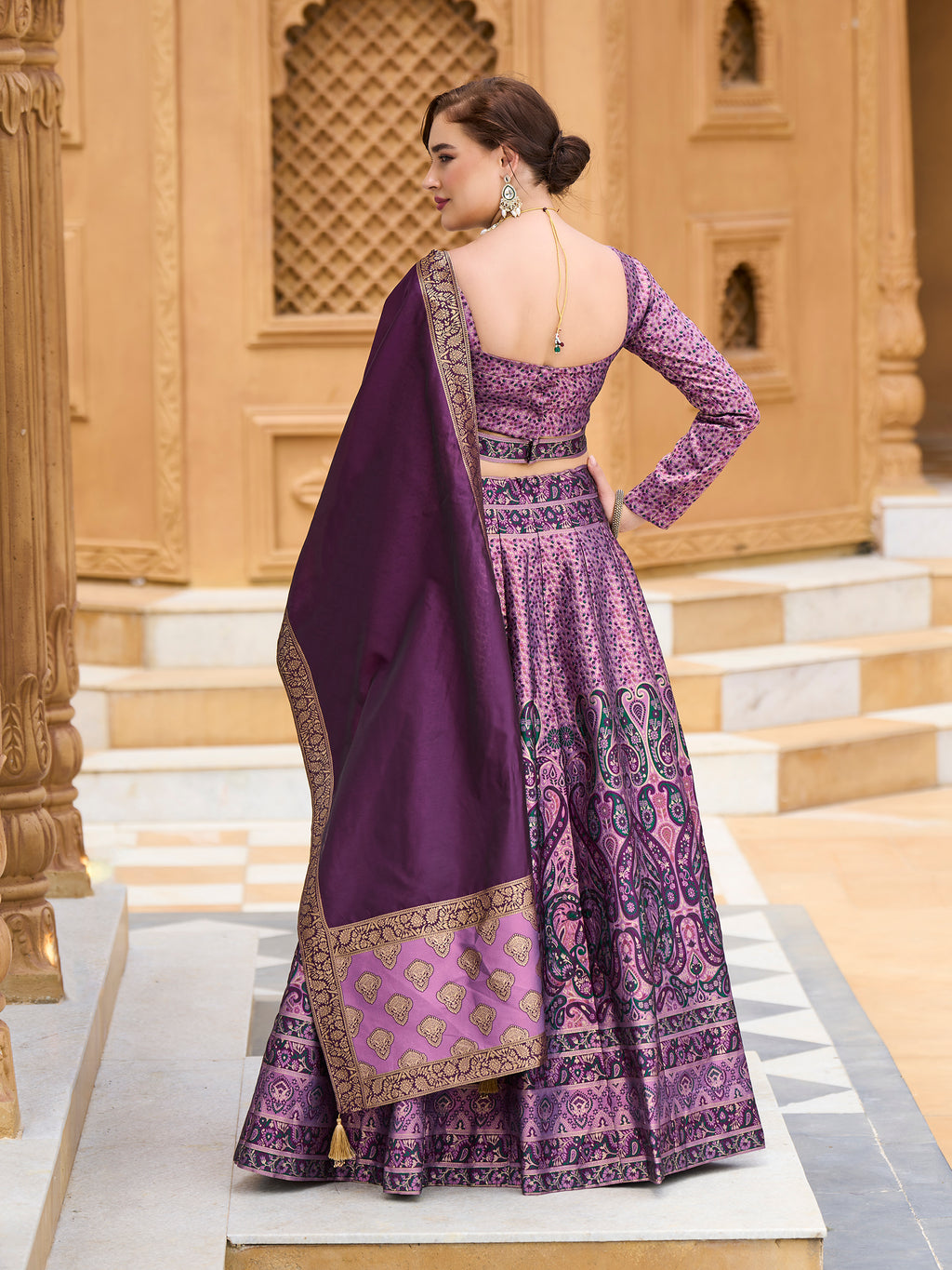 Women's Purple Kanjiwaram Lehengas