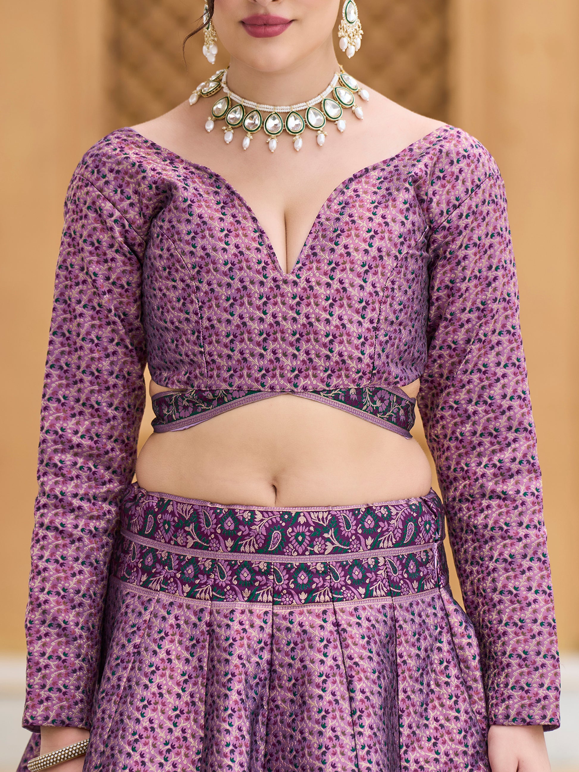 Women's Purple Kanjiwaram Lehengas