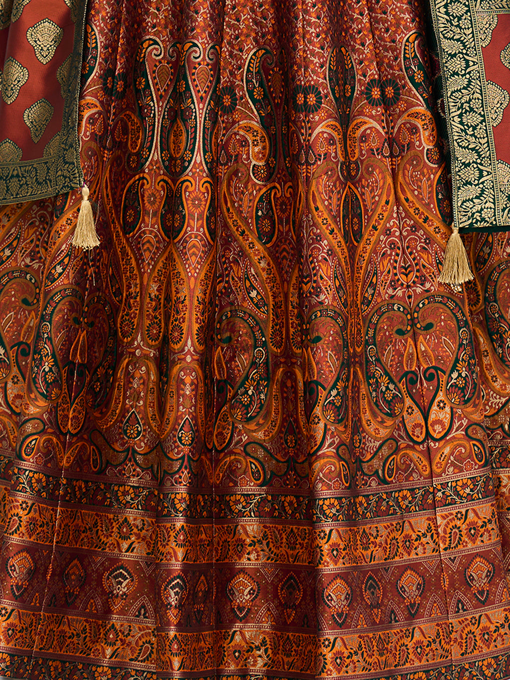 Women's Rust Kanjiwaram Lehengas