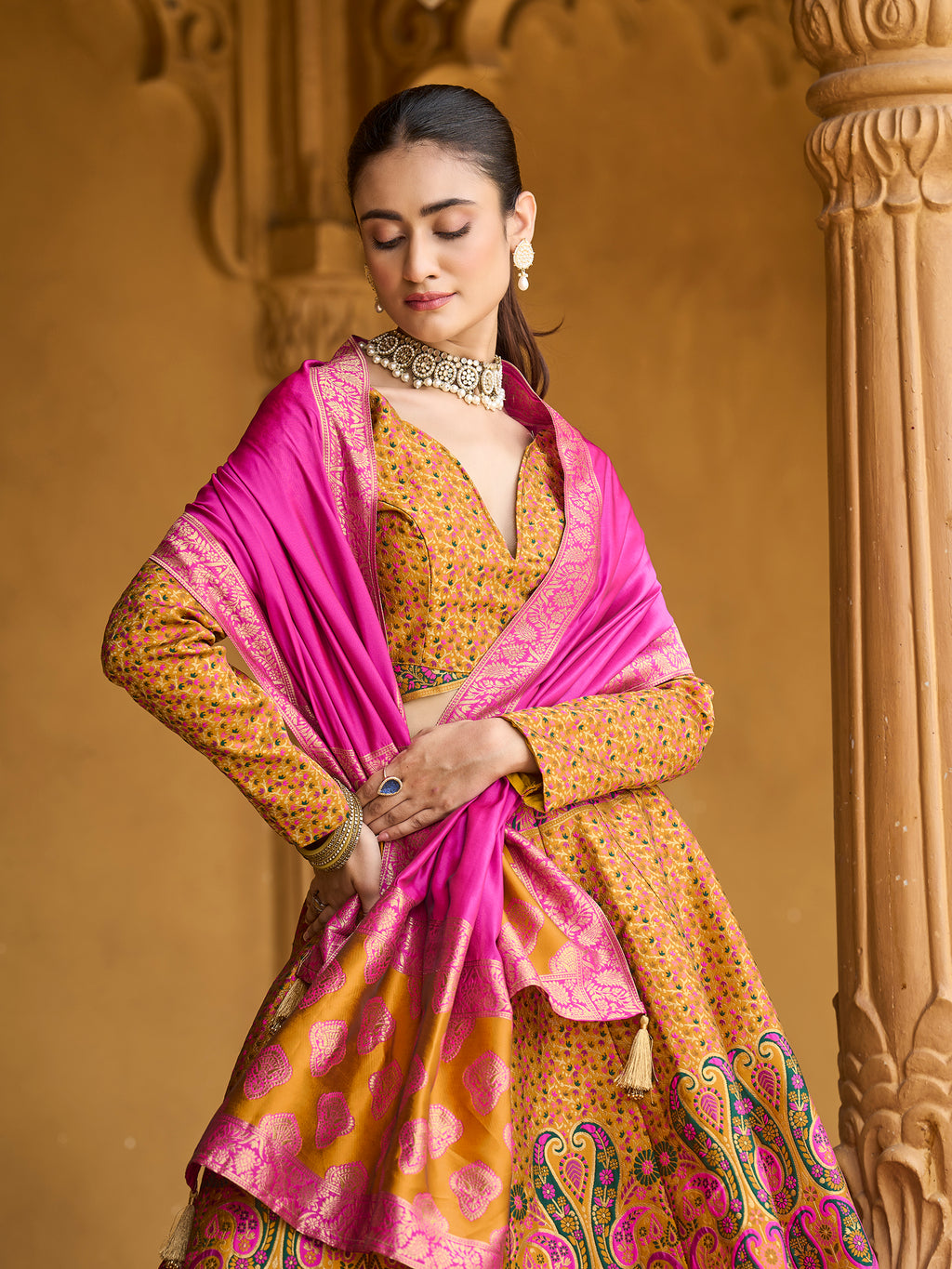 Women's Yellow Kanjiwaram Lehengas