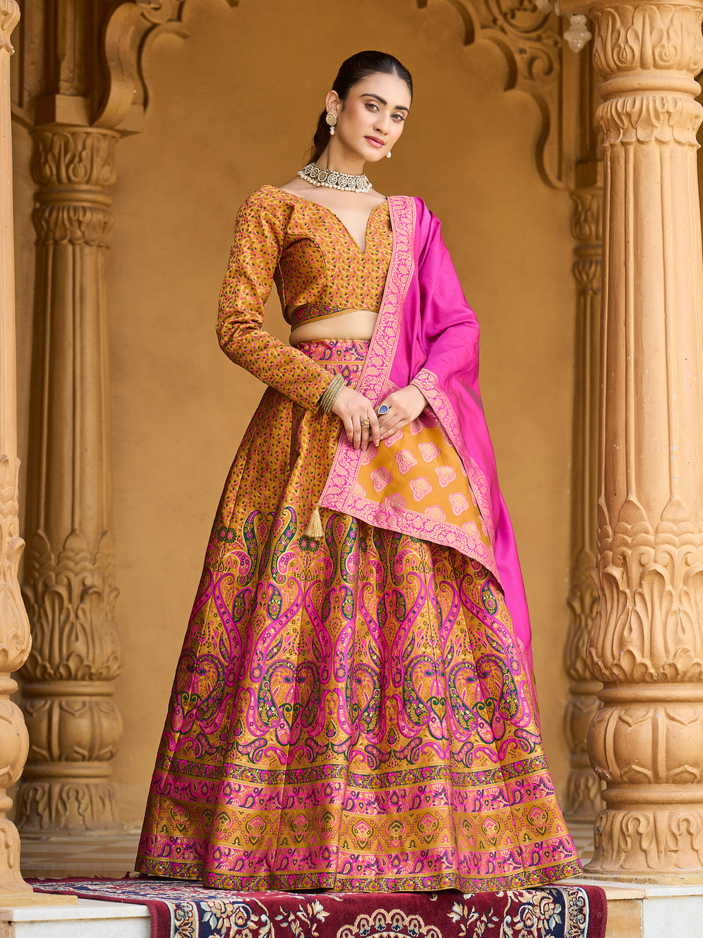 Women's Yellow Kanjiwaram Lehengas