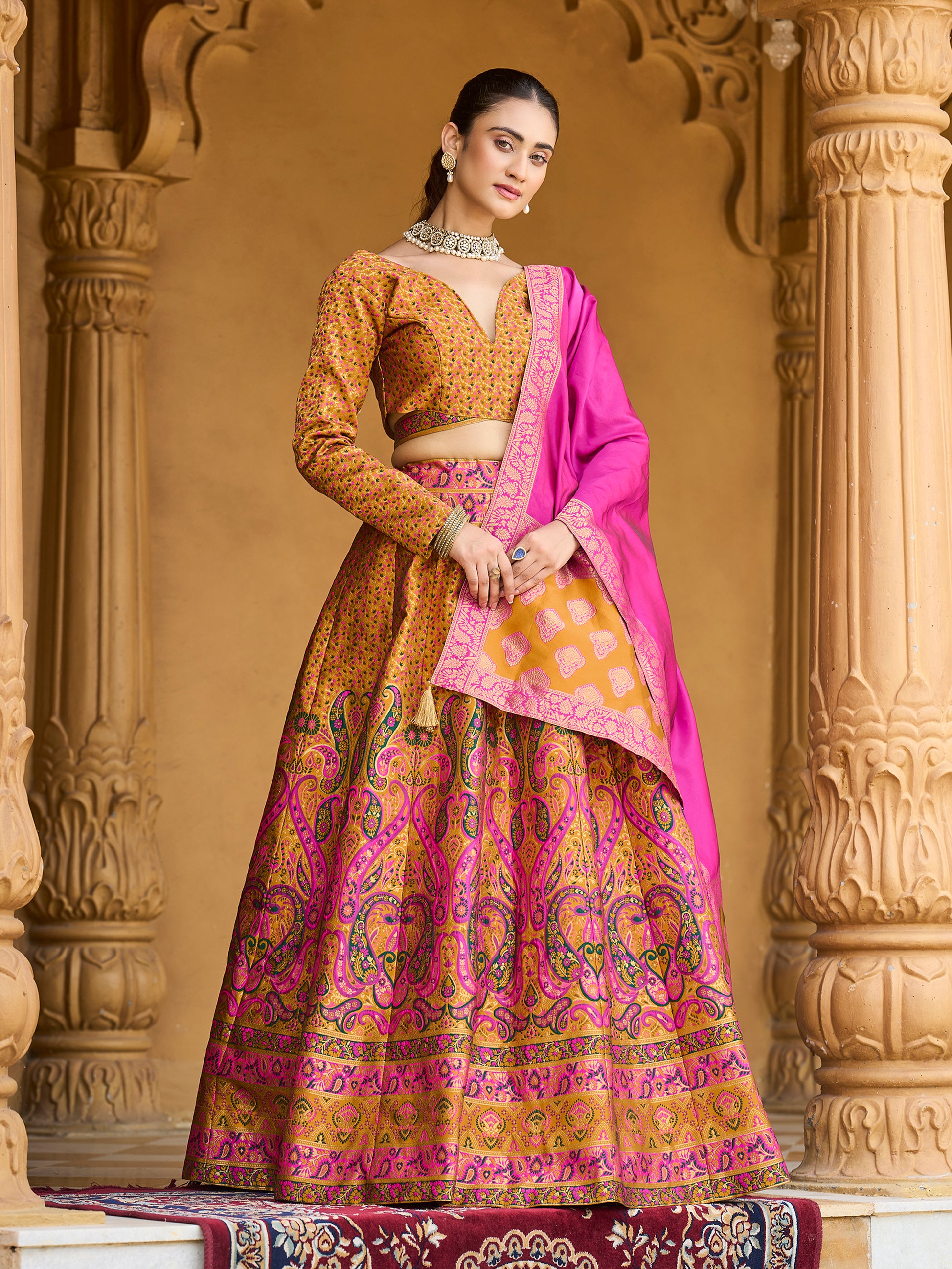 Women's Yellow Kanjiwaram Lehengas