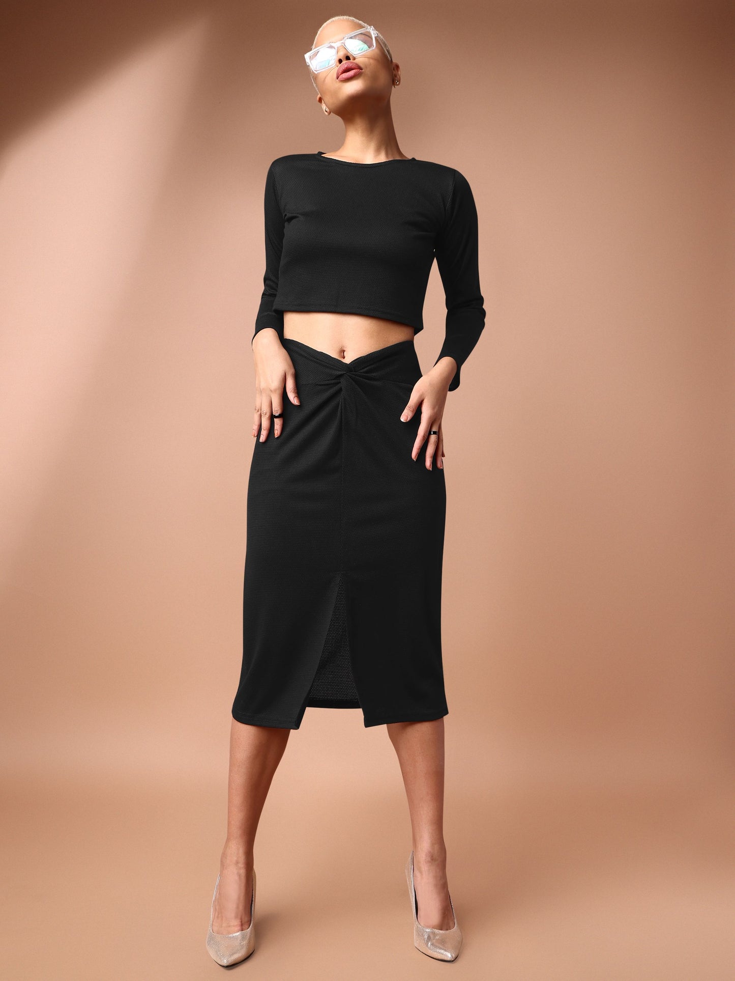 Women Black Top & Skirt Co-ords