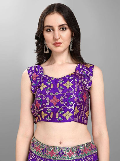 Women Purple Printed Lehenga