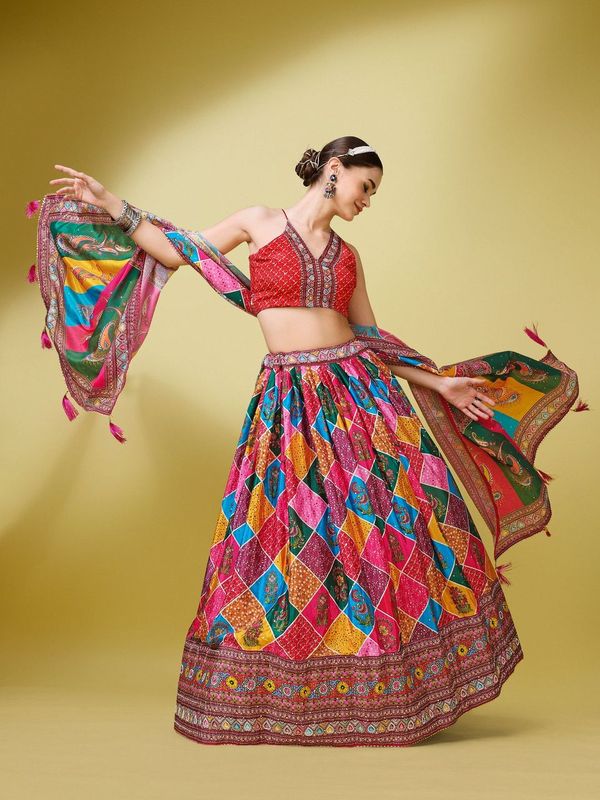 Women Multicolor Embellished  Lehenga