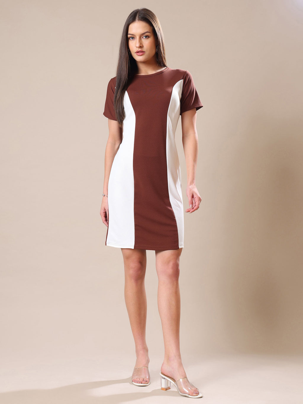 Women's Mini Length Bodycon Brown Dress