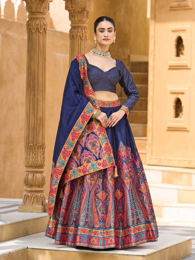 Jacquard Santoon Crape Lehengas