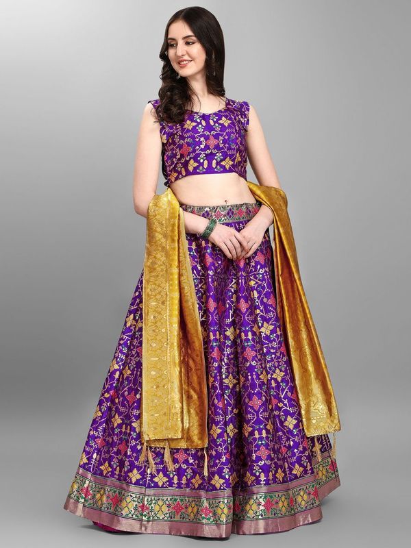 Women Purple Printed Lehenga