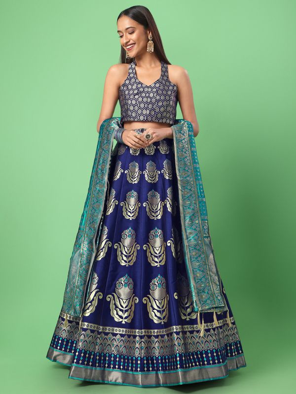 Classic Traditional Wear Navy Blue Lehenga Choli