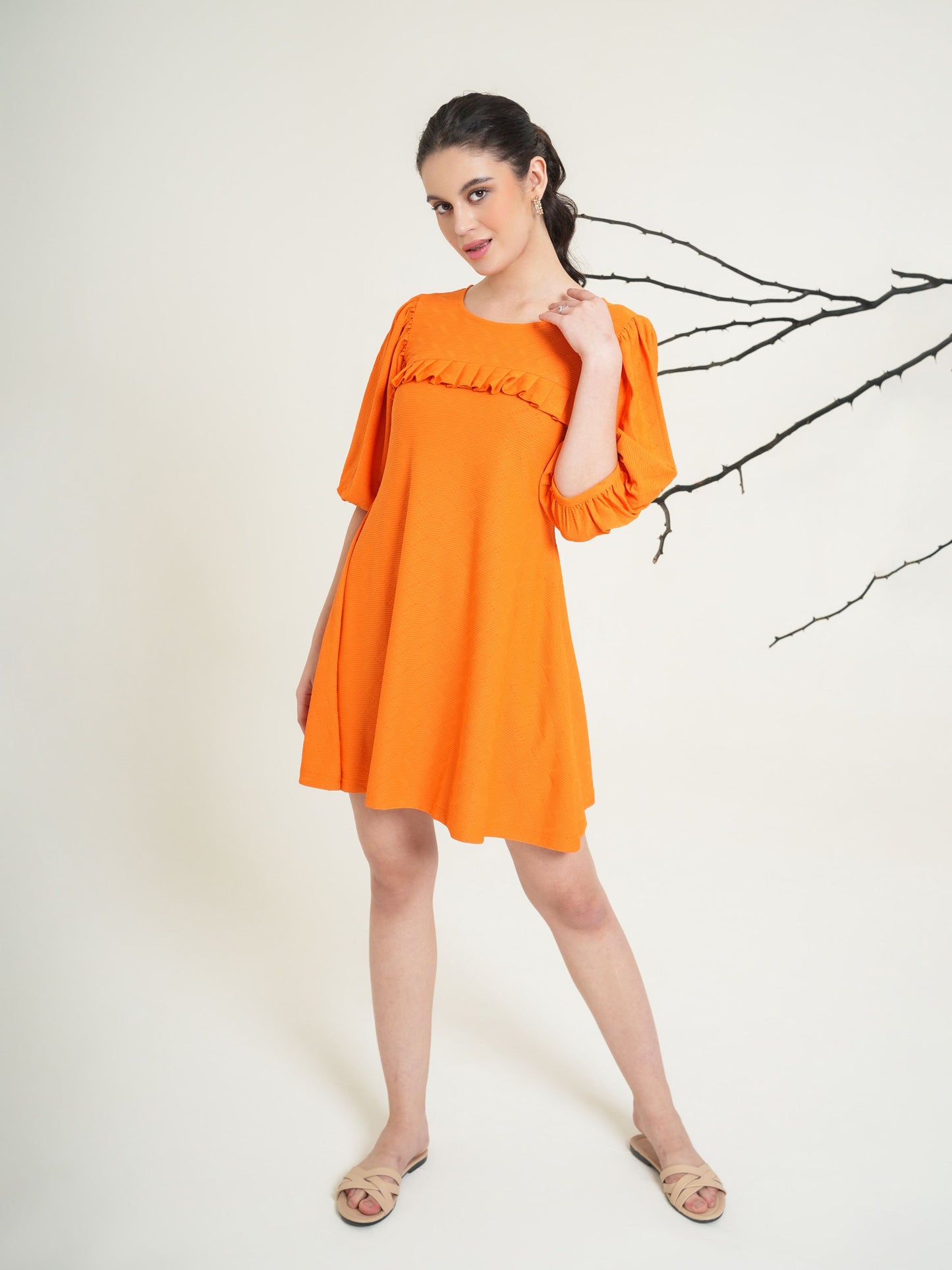 Women Boat Neck Texture Dress