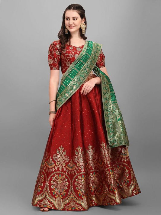 Embellished Flared Maroon Lehenga Choli