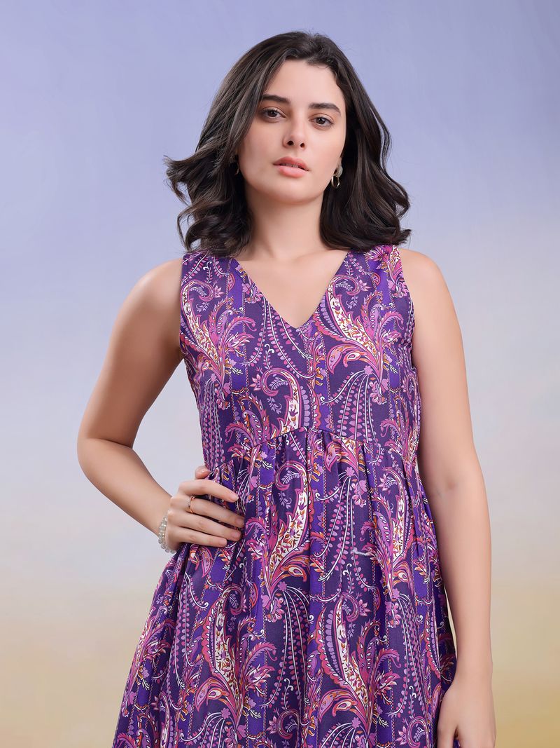Printed Fit & Flare Above Knee Dress