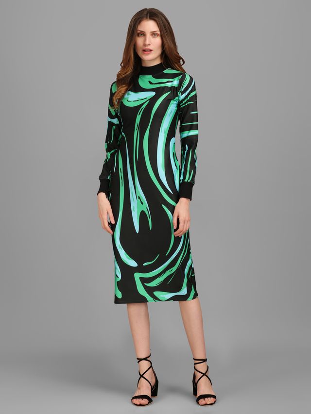 Women Green and Black Bodycon Dress