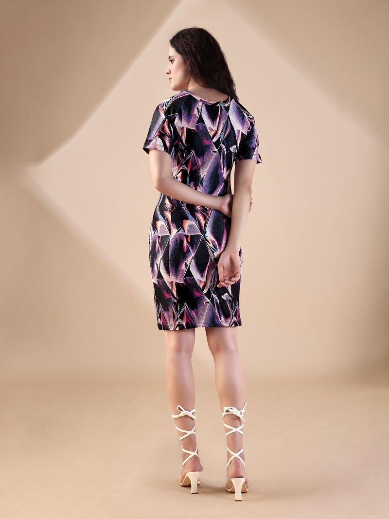 Women's Purple Bodycon Mini Short Sleeve Dress