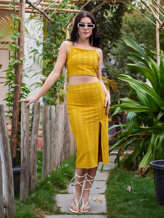 Women Yellow Bodycon Co-ords