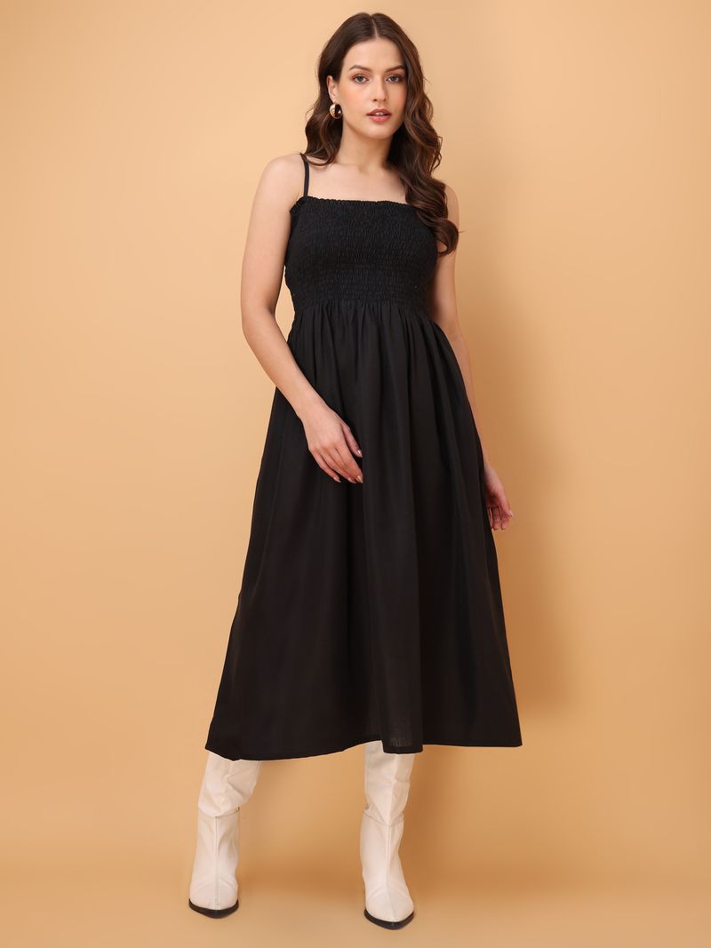 Solid Fit & Flare Maxi Dress
