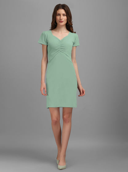 Sage-Green Sweetheart Neck  Bodycon Dress