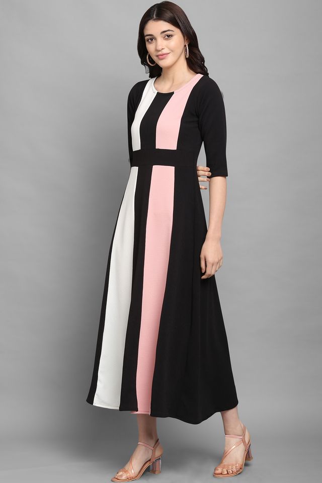 Women Pink & Black Fit & Flare dress