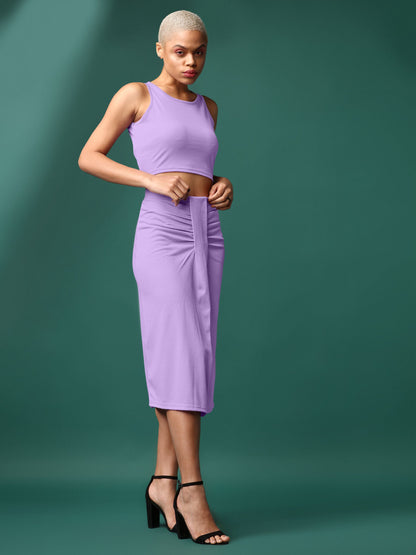 Women Violet Ruched Co-ords