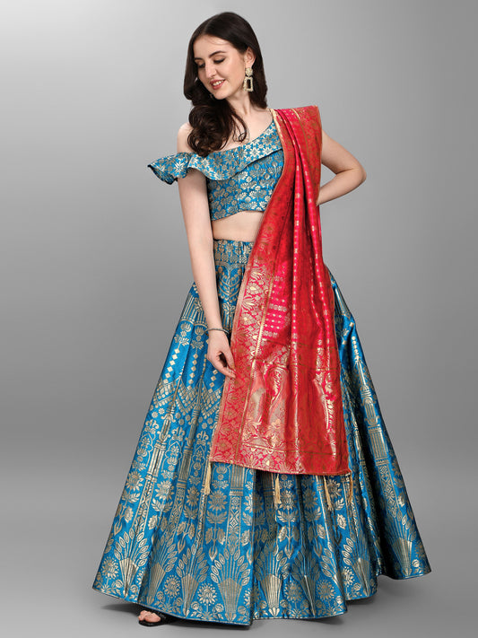 Women Rama Jacquard Lehenga