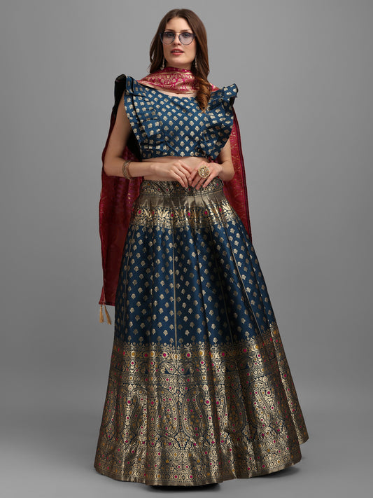 Women Rama Self Design Print Lehenga