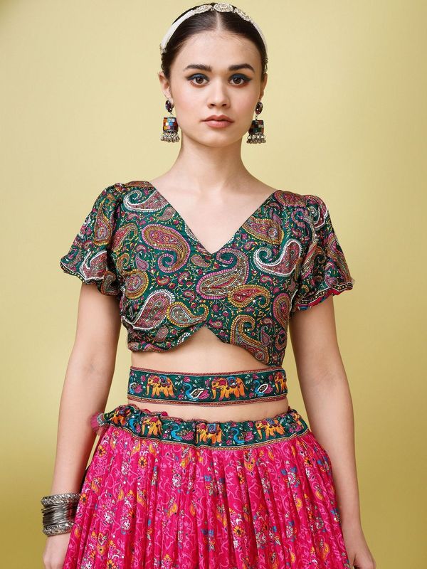 Women Multicolor Embellished  Lehenga