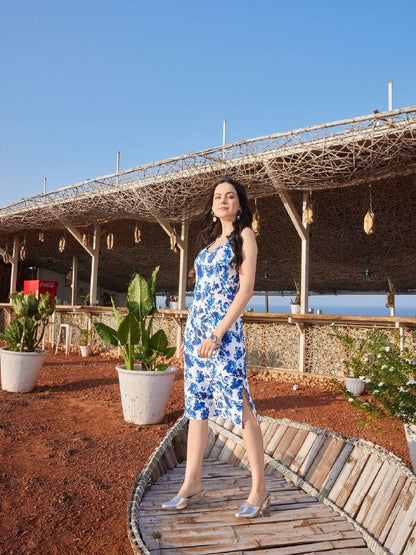 Blue Sleeveless Bodycon dress