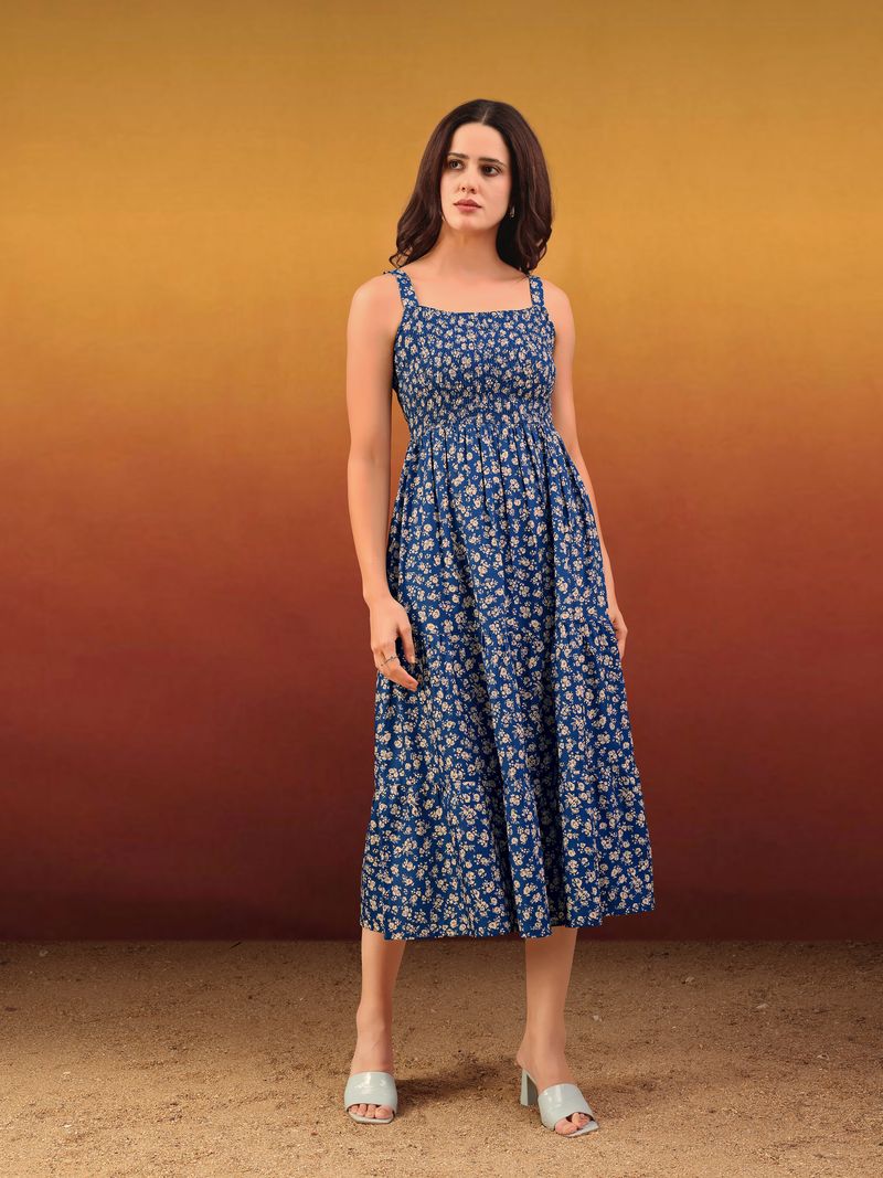 Maxi Length Sleeveless Printed Dress