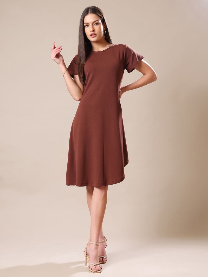Women Brown Regular Sleeve Dress