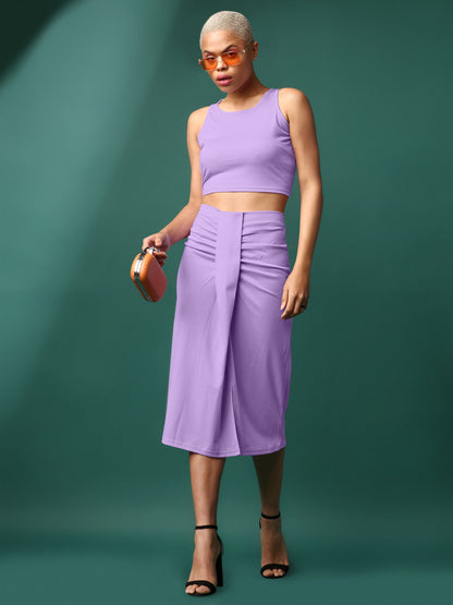 Women Violet Ruched Co-ords