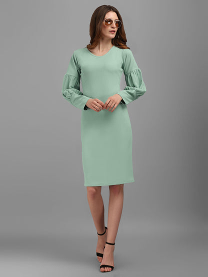 Sage Green V-neck Bodycon Dress