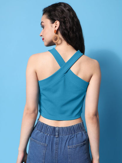 Women Teal Fitted Top