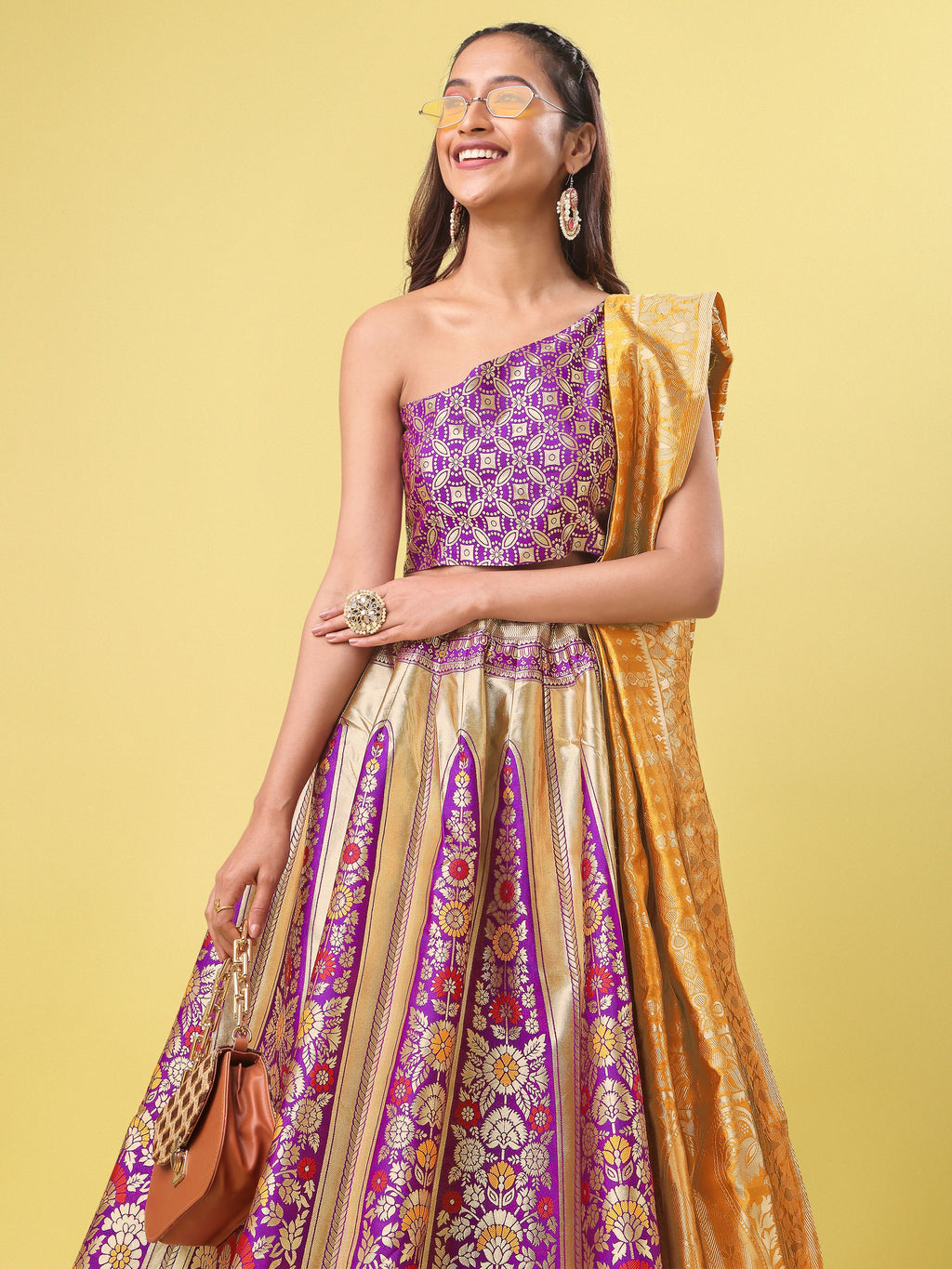 Women PurpleFloral Print Lehenga