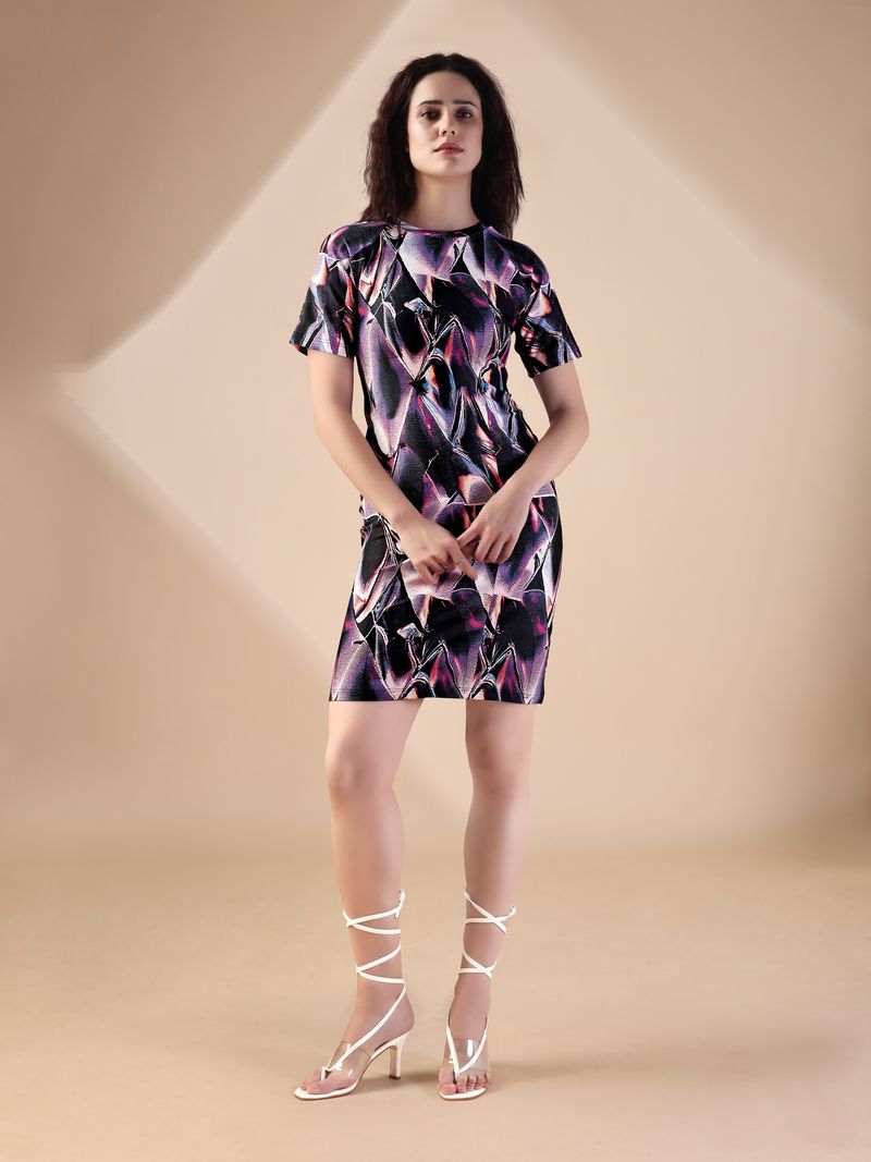 Women's Purple Bodycon Mini Short Sleeve Dress