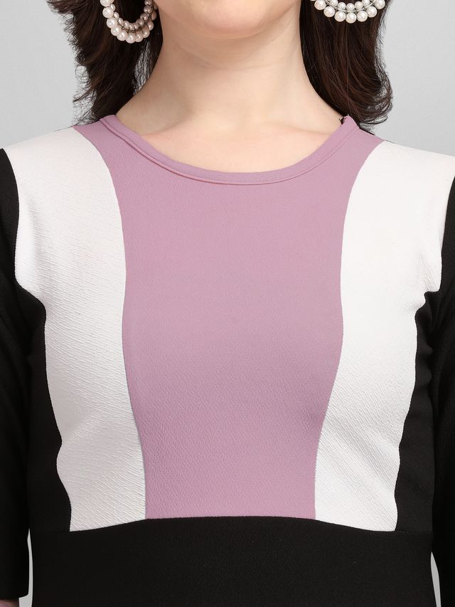 Women Light Violet & Black Fit & Flare dress