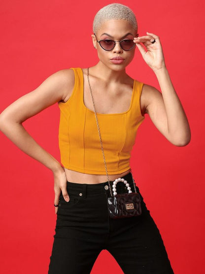 Women Yellow Bustier Top