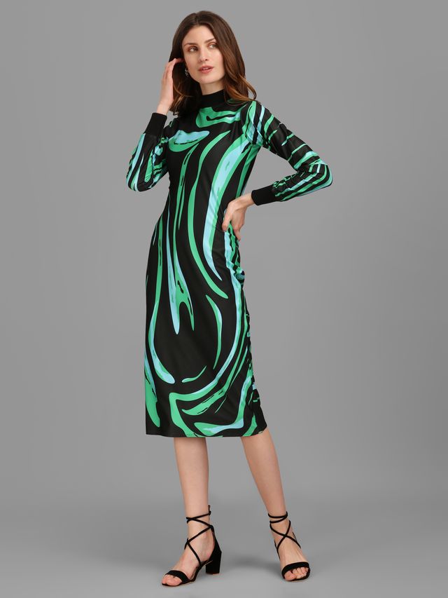 Women Green and Black Bodycon Dress