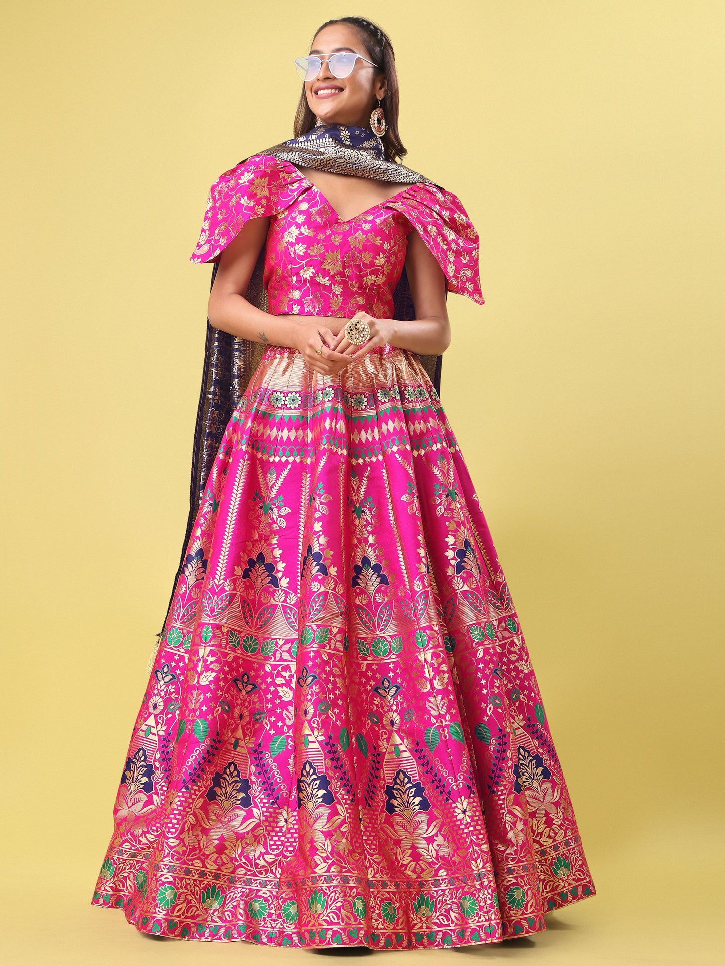 Women Pink Embellished  Lehenga