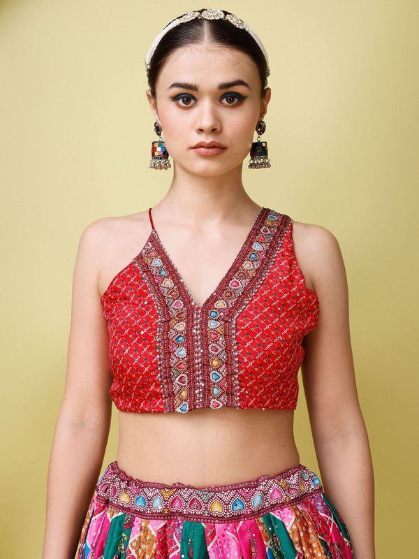 Women Multicolor Embellished  Lehenga