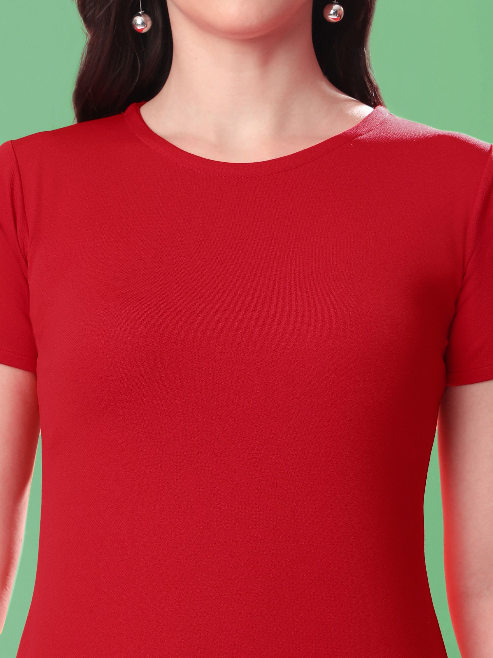 Women's Short Sleeve Bodycone Red Dress