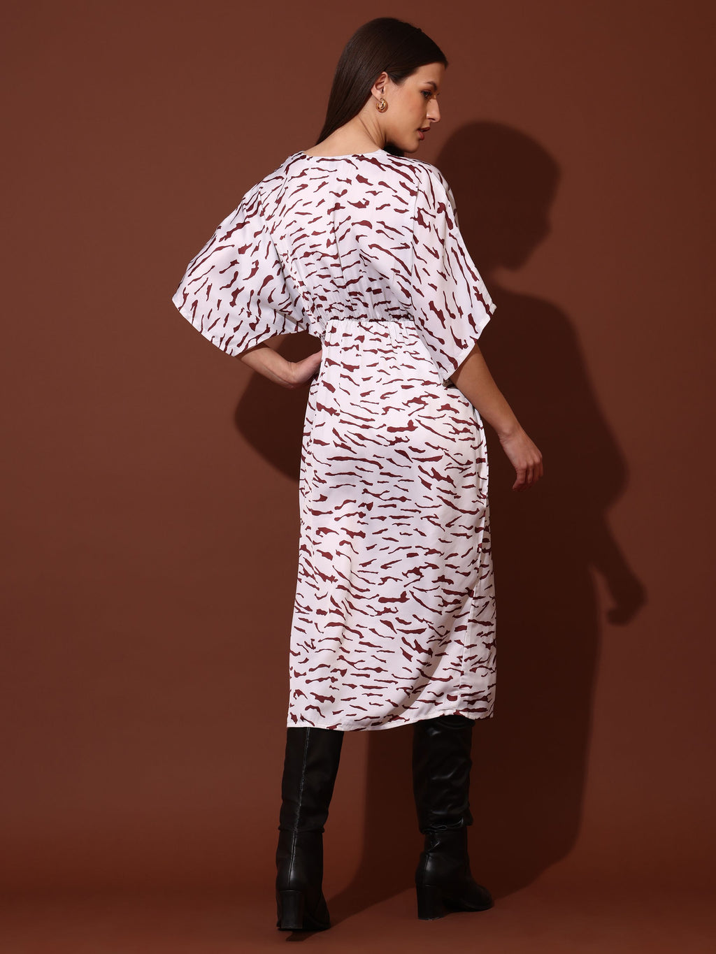 Women White Party Abstract Print Dress