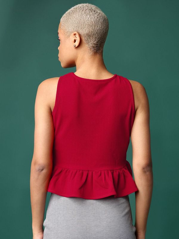 Women Red Peplume Top